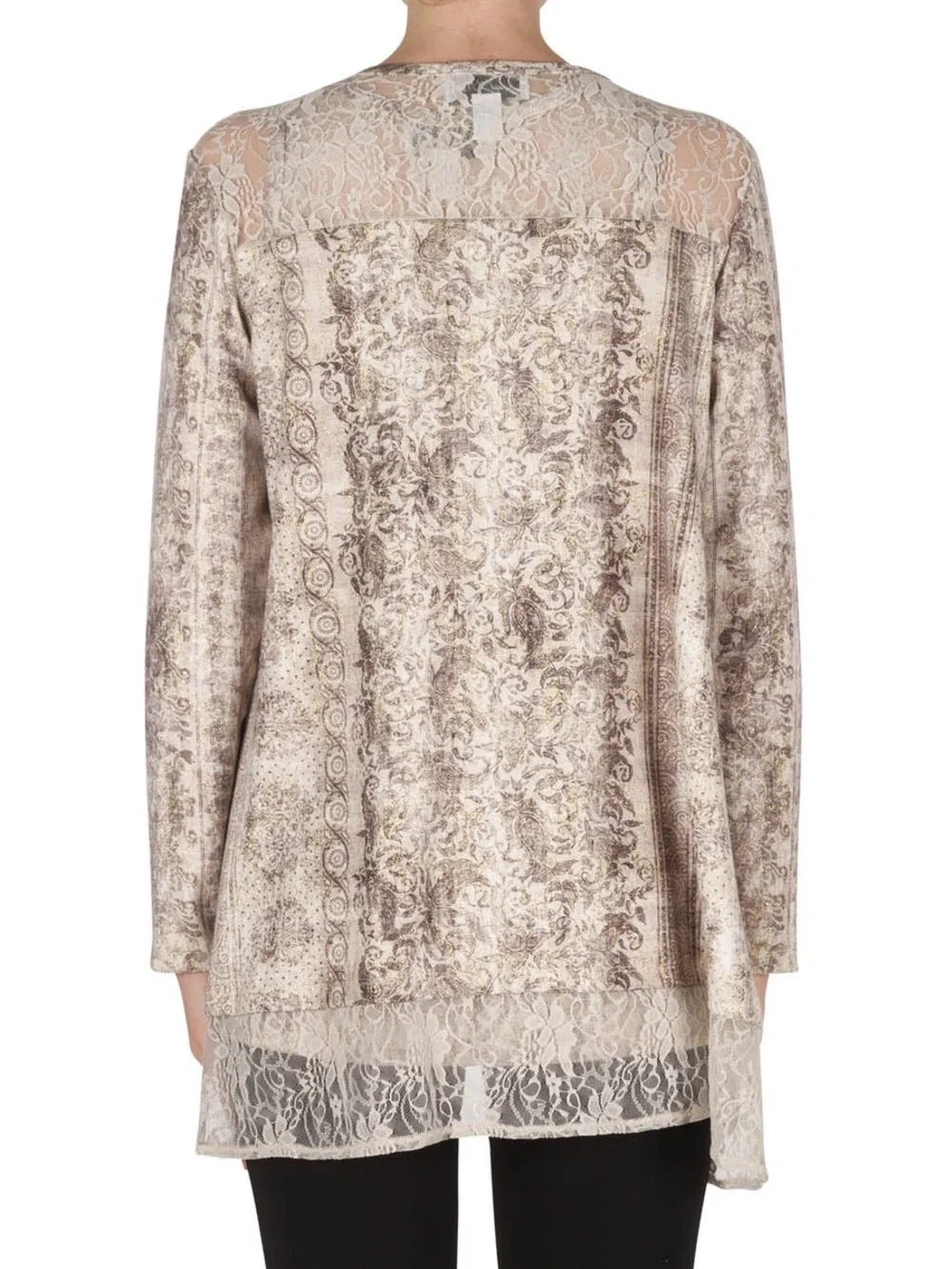 Joseph Ribkoff Beige/Taupe Open Cardigan Lace Trim Style 181657